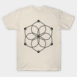 Geometrical Flower Black T-Shirt